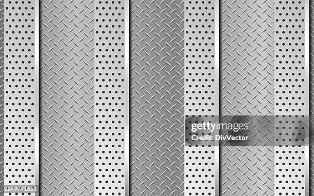 metal background with diamond plate - chrome background stock illustrations