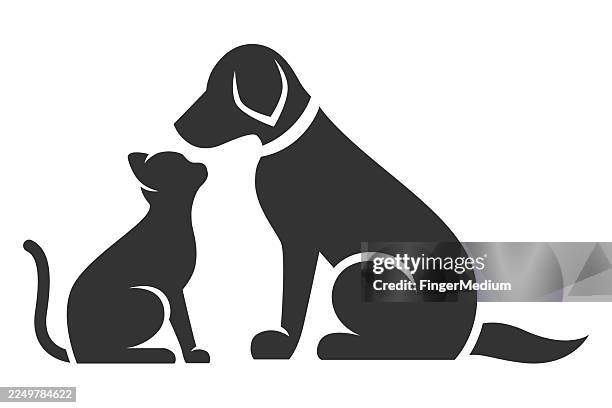 dog and cat icon - dog cat stock illustrations