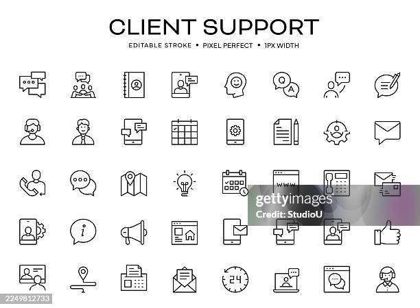 client support editable stroke icon set - customer engagement stock illustrations