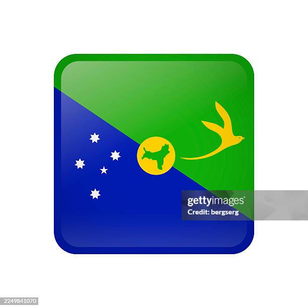 christmas island flag. square glossy icon. vector badge, button, sign, illustration - christmas island stock illustrations