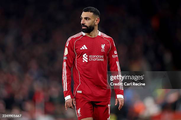 Mohamed Salah of Liverpool during the Premier League match between Liverpool and Sunderland at Anfield on December 03, 2025 in Liverpool, England.