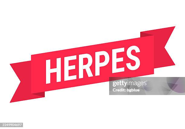 stockillustraties, clipart, cartoons en iconen met herpes - red banner on white background - neisseria gonorrhoeae