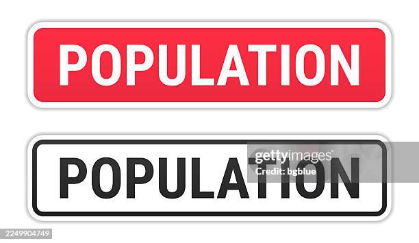 stockillustraties, clipart, cartoons en iconen met population - red and black labels on white background - bevolkingsdichtheid