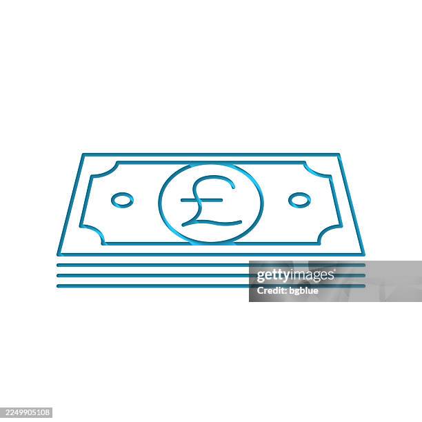 pound banknotes. icon cut out on white paper with blue background - pounds notes stock illustrations