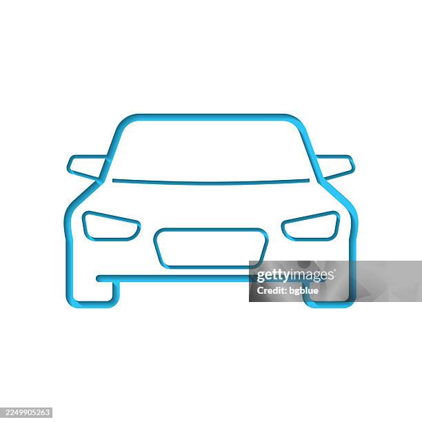 car - front view. icon cut out on white paper with blue background - headlight stock illustrations