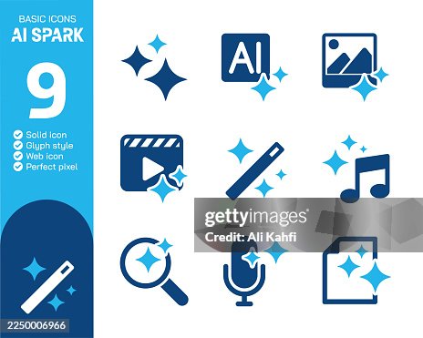 AI Spark glyph solid icons collection. Vector illustration. Basic icon for website design, logo, app, template, ui, infographic etc AI Spark glyph solid icons collection. Vector illustration. Basic icon for website design, logo, app, template, ui, infographic etc