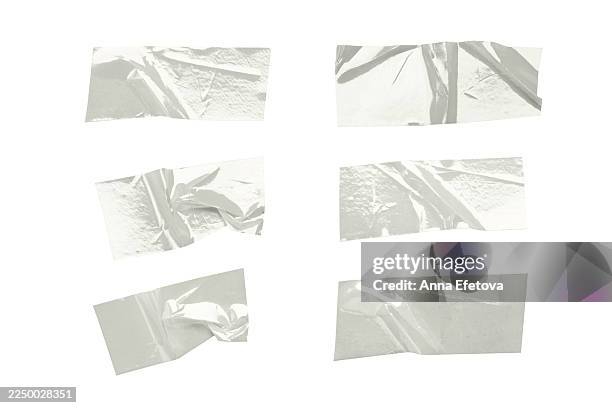 transparent adhesive tape strips on white background. color of 2026 year - dancer in the white cloud - plakband stockfoto's en -beelden