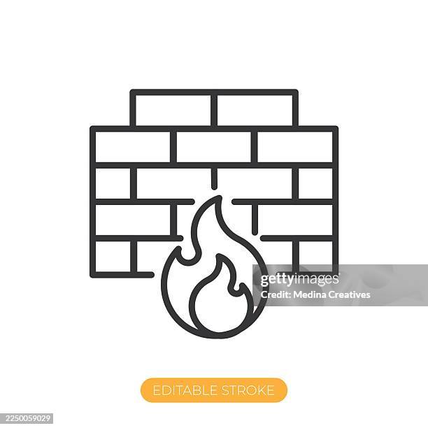 firewall icon. editable stroke thin line icon - firewall stock illustrations