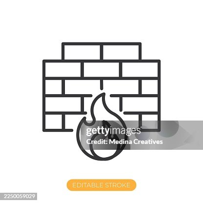 Firewall icon. Editable stroke thin line icon Firewall icon. Editable stroke thin line icon