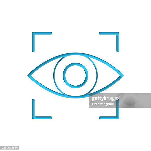 retinal scan. icon cut out on white paper with blue background - security camera isolated stock illustrations