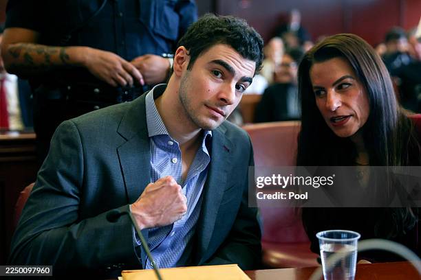 Luigi Mangione appears with his lawyers for a suppression of evidence hearing in the killing of UnitedHealthcare CEO Brian Thompson in Manhattan...