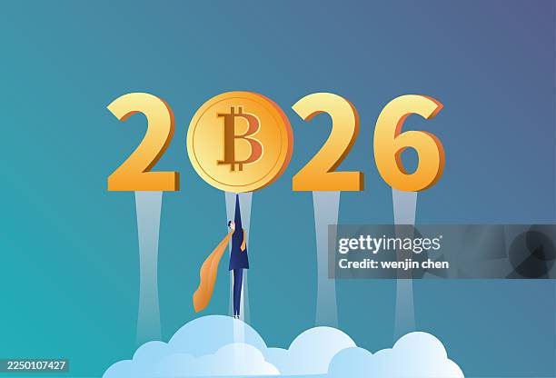 superman, 2026 and bitcoin - just in time stock illustrations