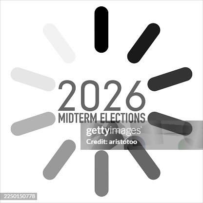 2026 Midterm Elections on computer progress indicator wheel. 2026 Midterm Elections on computer progress indicator wheel.