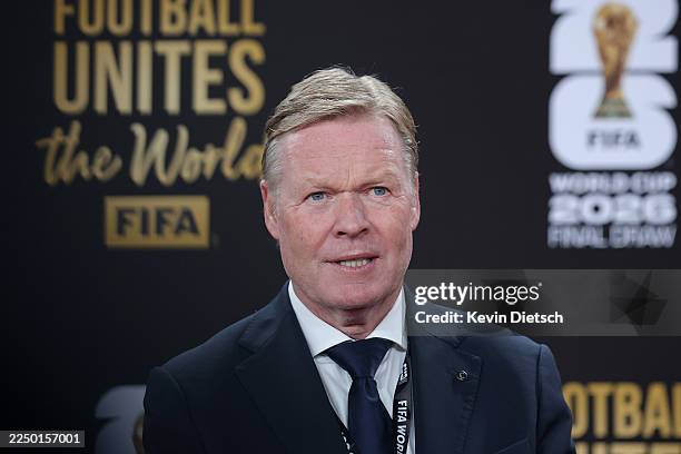 Ronald Koeman, Head Coach of the Netherlands, poses on the red carpet prior to the FIFA World Cup 2026 Official Draw at John F. Kennedy Center for...