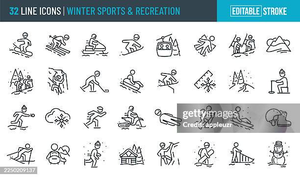 winter sports and recreation thin line icons - editable stroke - winter sport stock illustrations