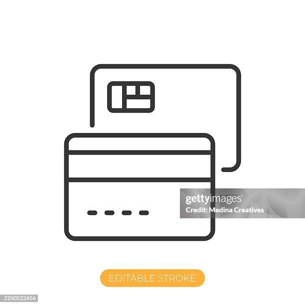 debit cards icon. editable stroke thin line icon - using debit card stock illustrations