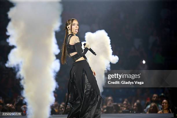 Young Miko performs live during her concert at Coliseo de Puerto Rico José Miguel Agrelot on December 5, 2025 in San Juan, Puerto Rico.