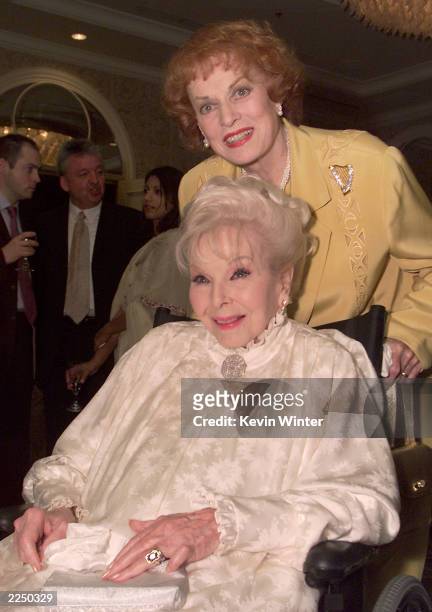 Maureen O'Hara and Anna Lee at a reception hosted by BAFTA/LA honoring producer/director Ronald Neame, CBE, on his 90th birthday at the Four Seasons...