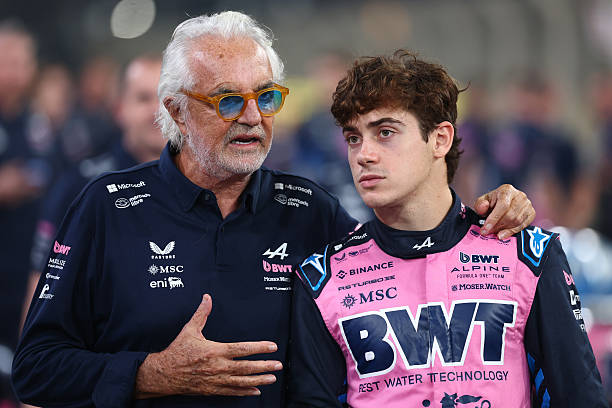 Flavio Briatore, Executive Advisor of Alpine F1 with Franco Colapinto of Argentina and Alpine F1 during qualifying ahead of the F1 Grand Prix of Abu...
