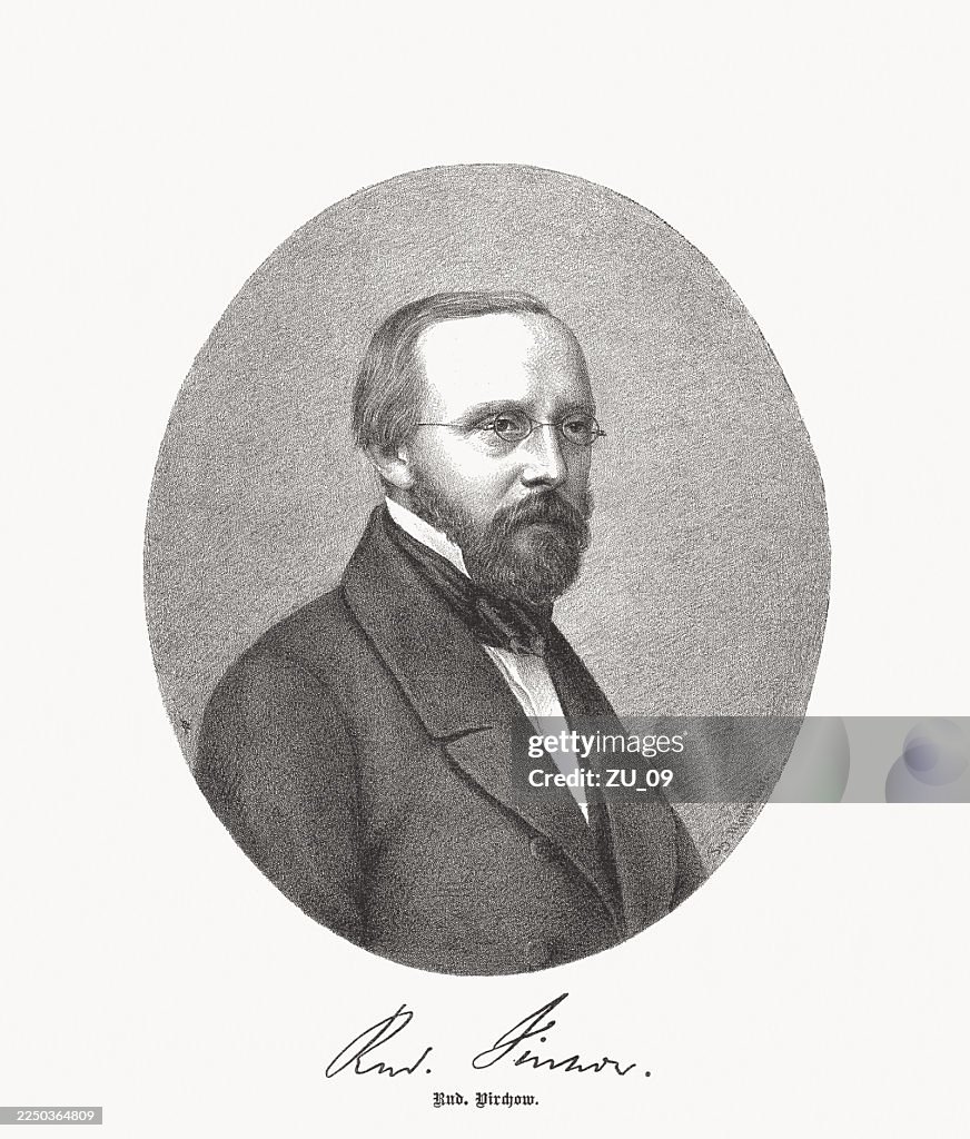 Rudolf Virchow (1821-1902), German physician, wood engraving, published in 1883