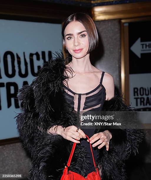 Lily Collins is seen on December 9, 2025 in New York City.