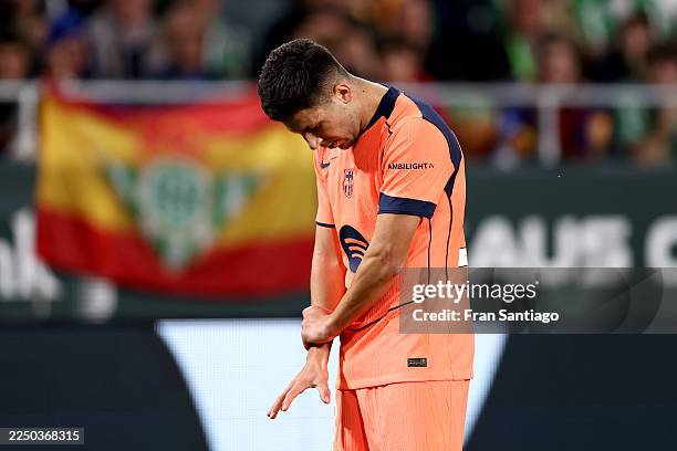 Roony Bardghji of FC Barcelona celebrates scoring his team's third goal during the LaLiga EA Sports match between Real Betis Balompie and FC...
