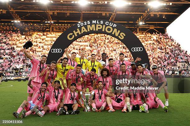 Jordi Alba of Inter Miami CF and teammates celebrate with the trophy after winning the Audi 2025 MLS Cup Final match between Inter Miami CF and...
