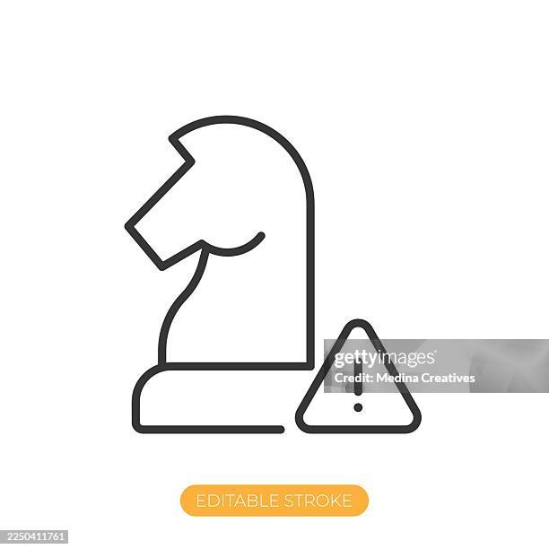 strategic warning icon. editable stroke thin line icon - warning triangle vector stock illustrations