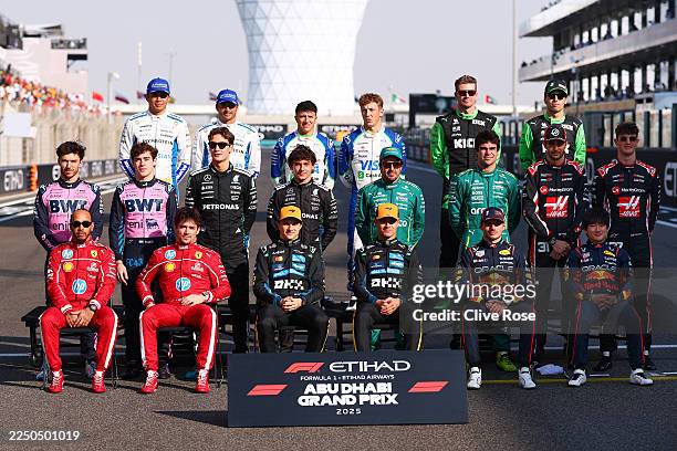 The 2025 F1 drivers photo call prior to the F1 Grand Prix of Abu Dhabi at Yas Marina Circuit on December 07, 2025 in Abu Dhabi, United Arab Emirates.