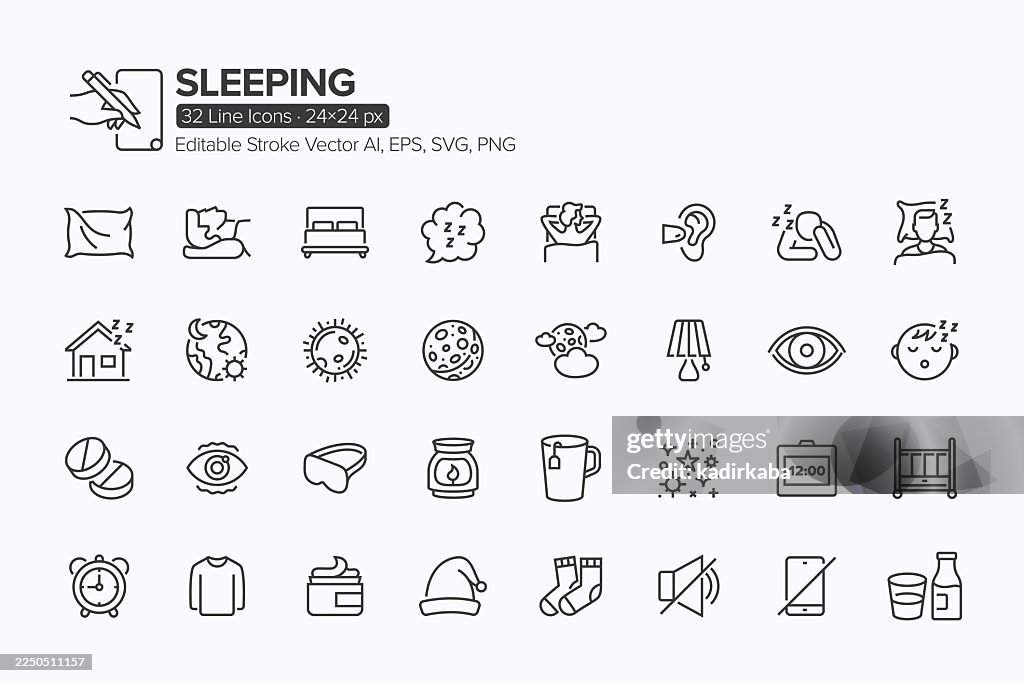 Sleeping Line Icon Set · 32 Icons