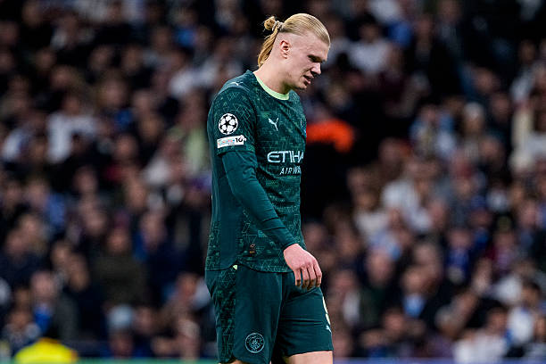 Erling Haaland of Manchester City walks in the field during the UEFA Champions League 2025/26 League Phase MD6 match between Real Madrid C.F. And...