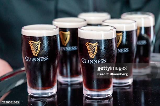 Samples of Guinness at the Guinness Open Gate Brewery in London, UK, on Monday, Dec. 8, 2025. The £73 million Guinness-themed site in the city's...