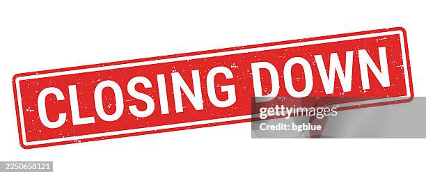closing down - red rubber stamp on white background - shutting down stock illustrations