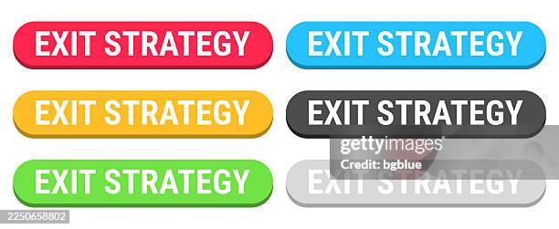 exit strategy - colorful 3d click web buttons on blank background - green leave white background stock illustrations