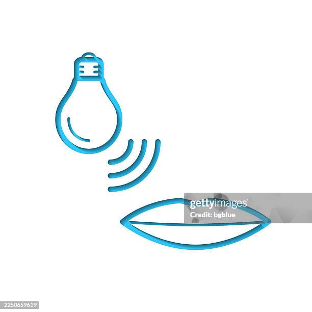 smart light bulb with voice control. icon cut out on white paper with blue background - microphone 3d stock illustrations