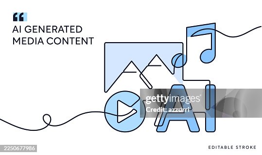 AI Generated Media Content Continuous Line Illustration AI Generated Media Content Continuous Line Illustration