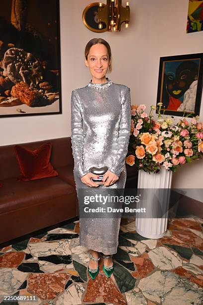 Andrea Latten attends the British Vogue and Omoda party celebrating Vogue's 50 Best Dressed at Mount Street Restaurant on December 11, 2025 in...