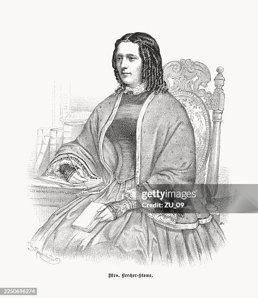 harriet beecher stowe (1811-1896), american writer, wood engraving, published 1883 - harriet-beecher-stowe stock illustrations