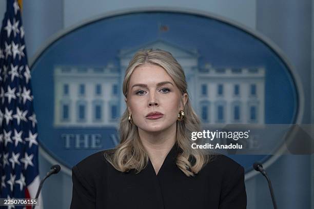 The White House Press Secretary Karoline Leavitt speaks at the White House press briefing room in Washington DC, United States, on December 11, 2025.