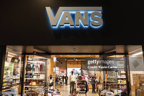 Vans logo is displayed on their store at Fashion Valley on December 10, 2025 in San Diego, CA.