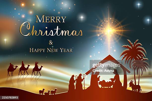 nativity scene - baby lamb stock illustrations