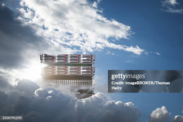 cloud computing technology concept of a modern data storage medium in the cloud - storage facility stock illustrations