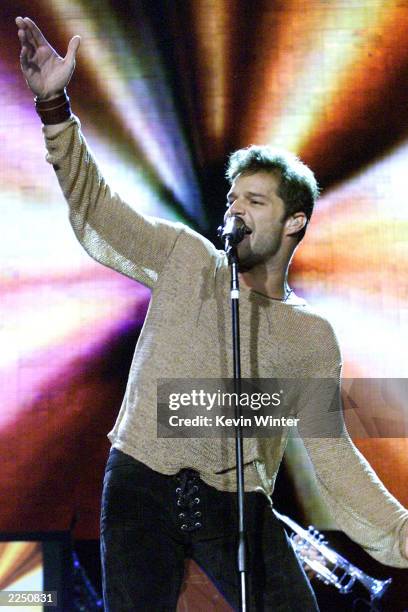 Ricky Martin performs live at KIIS-FM's 'Wango Tango' at Dodger Stadium in Los Angeles, Ca. 6/16/01. Photo by Kevin Winter/Getty Images.