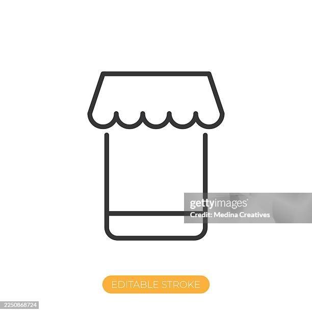 online store icon. editable stroke thin line icon - secure content management stock illustrations