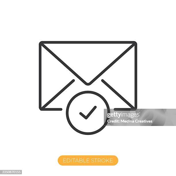 verified email icon. editable stroke thin line icon - checking account statement stock illustrations