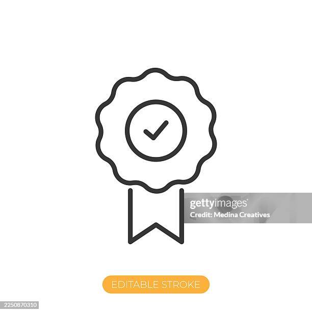 quality certified icon. editable stroke thin line icon - checking bank statement stock illustrations