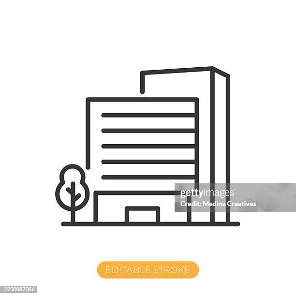 office building icon. editable stroke thin line icon - county courthouse stock illustrations