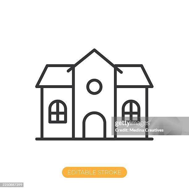 residential building icon. editable stroke thin line icon - county courthouse stock illustrations