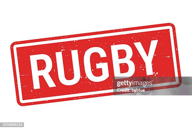 rugby - red rubber stamp on white background - rugby team stock illustrations