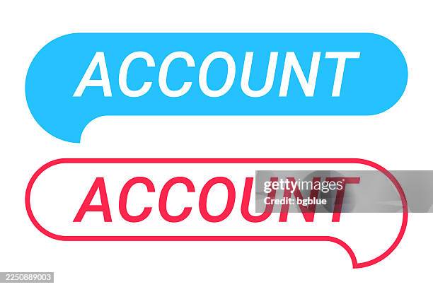 account - blue and red speech bubble on white background - spreadsheet template stock illustrations
